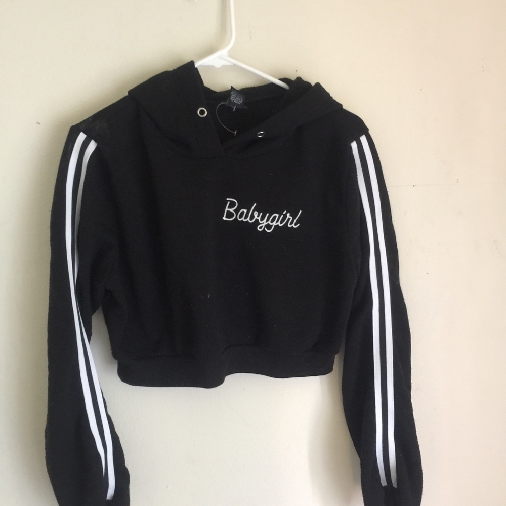 Rue21 babygirl black hoodie crop top